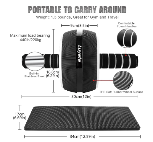 Ab Roller Wheel, 10-In-1 Ab Exercise Wheels Kit with Resistance Bands, Knee Mat, Jump Rope, Push-Up Bar - Home Gym Equipment for Men Women Core Strength...