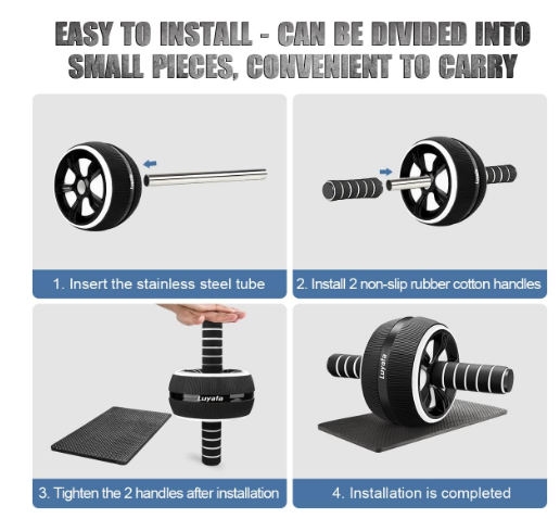 Ab Roller Wheel, 10-In-1 Ab Exercise Wheels Kit with Resistance Bands, Knee Mat, Jump Rope, Push-Up Bar - Home Gym Equipment for Men Women Core Strength...